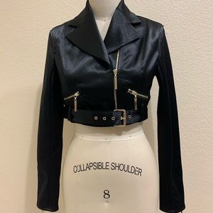 Mistress Rocks Black satin cropped Jacket